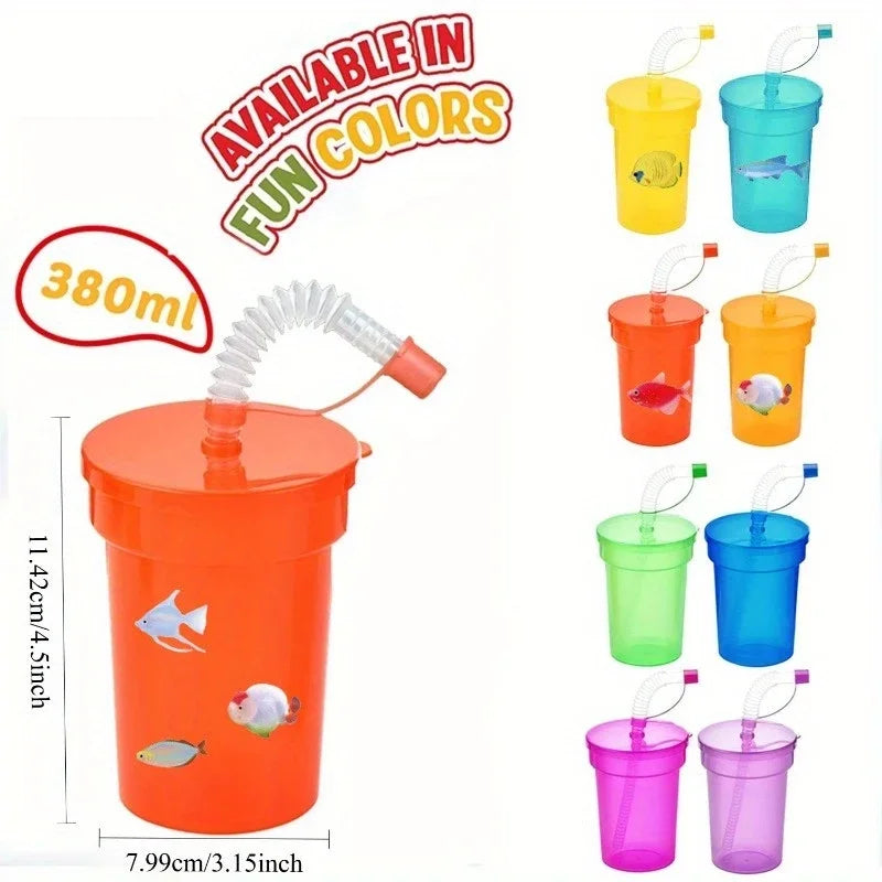 Colorful Expandable Plastic Straw Cup with Leak Proof Lid Siphon Mug for Summer Outdoor Travel Home Juice Milk Water DrinkingUse Oasis Select