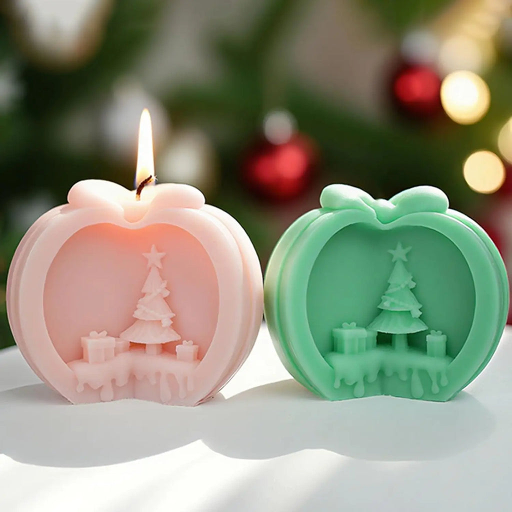 3D Apple Christmas Tree Silicone Wax Candle Mold DIY Christmas Apple Aromatherapy Gypsum Dropping Resin Home Decoration Gift Oasis Select