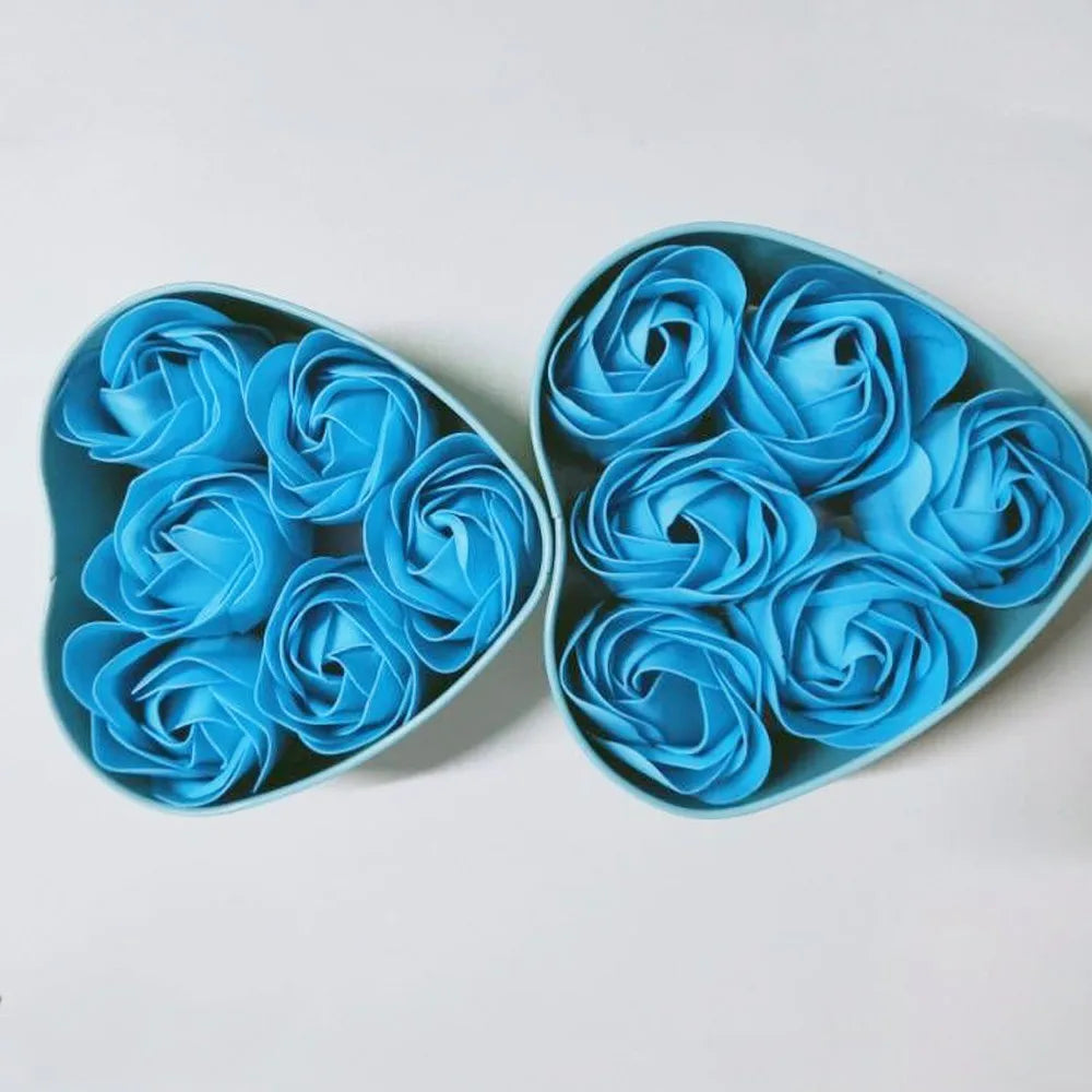 6Pcs Heart Scented Bath Body Petal Rose Flower Soap Wedding Decoration Gift Best Pink Blue Purple Red Four Color Soap Oasis Select Blue