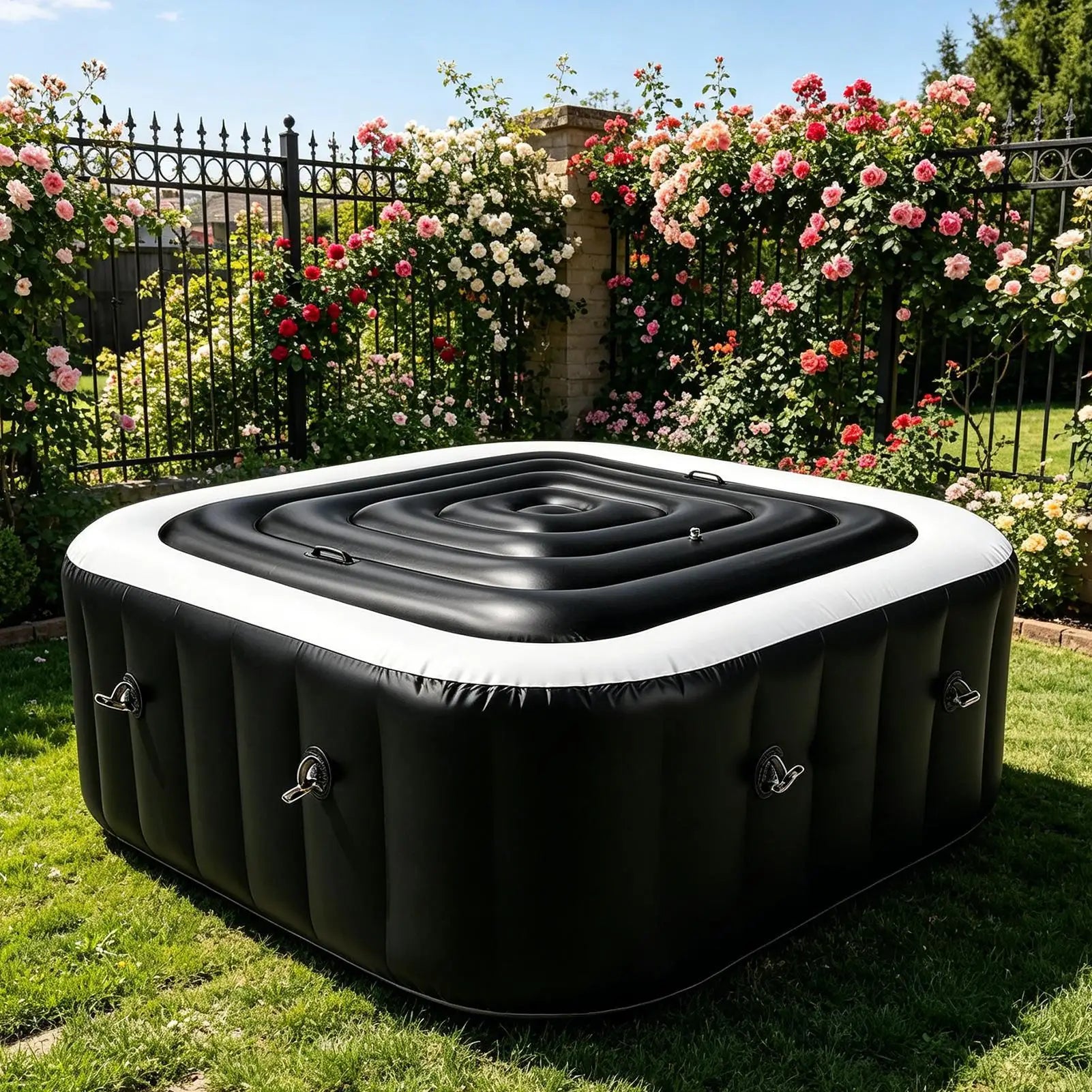 Inflatable Tub Cover Energy-Saving Lightweight Thermal Portable Lid Square Hot Tub Thermal Cover for Bathroom Bathtub Water Oasis Select