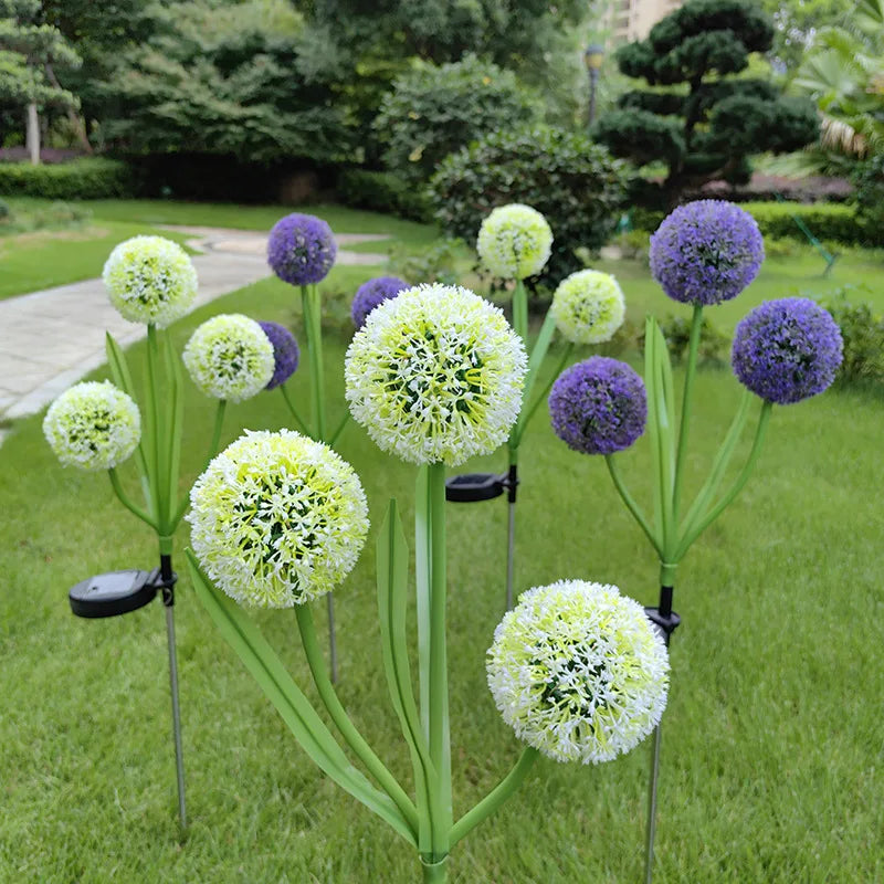 3 Solar Dandelion Lamps, Outdoor Ground Insert Lawn and Courtyard Decorative Lamps, LED Scallion Ball Flower Landscape Lamps Oasis Select