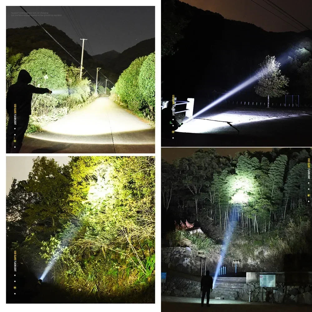 Rechargeable LED Flashlights 90000 Lumens Super Bright Zoomable Waterproof Flashlight with 3 Modes Powerful for Camping Hiking Oasis Select