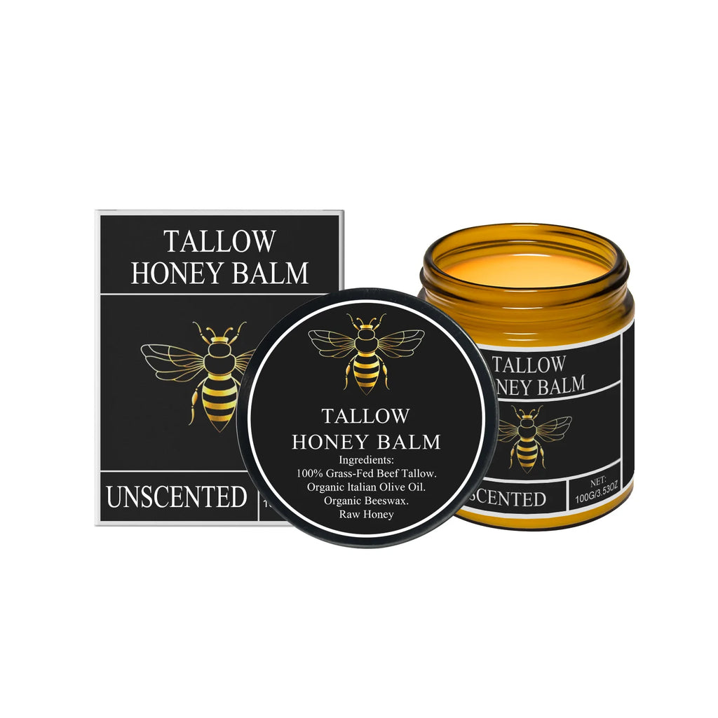 Organic Grass-Fed Beef Tallow Balm With Honey Soothen Nourishing Dry Skin Improves Elasticity Moisturizing Cream For Soft Smooth Oasis Select Unscented