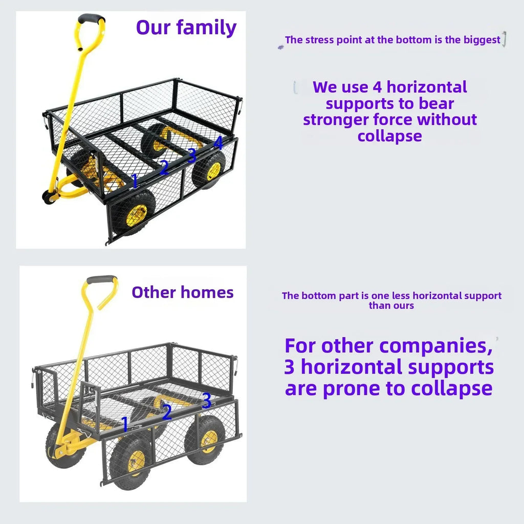 Tool cart, trolley, flatbed truck, trailer, slot car, foldable network car, side gear removable grid pull cart Oasis Select