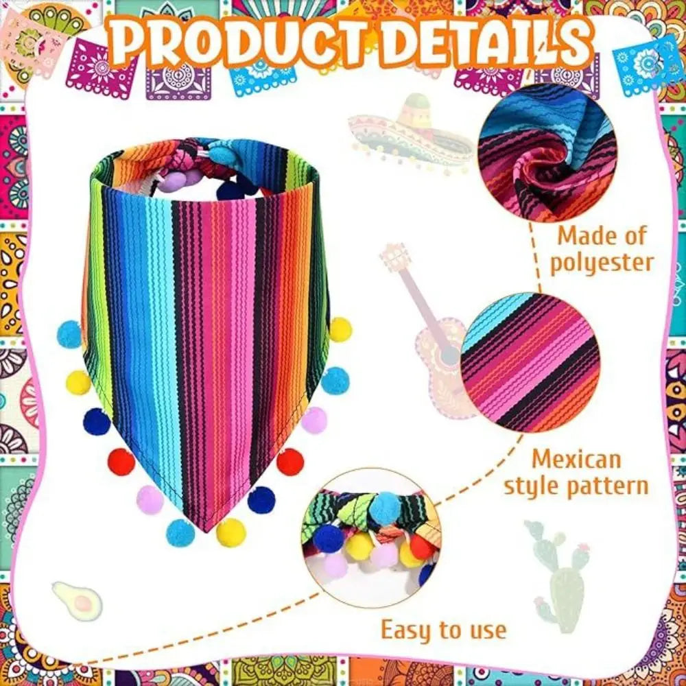 Mexican Pet Hat Scarf & Glasses Costume Set for Small Dogs Pet Costume Set Oasis Select