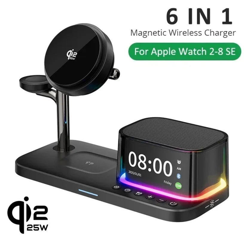 Multi-function Magnetic Suction 5-in-1 25W Wireless Charging RGB Bluetooth Audio Mobile Phone Watch Universal Wireless Charging Oasis Select