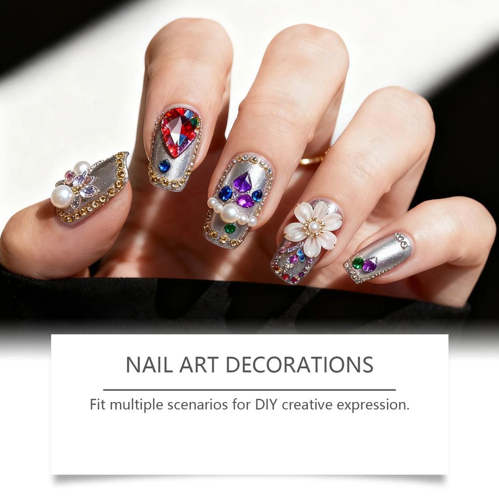 Glitter Art Rhinestone Colorful Popular DIY Nail Decorations Home DIY Nail Art Create Nails Jewelry Diamond Rhinestones 12 Grids Oasis Select