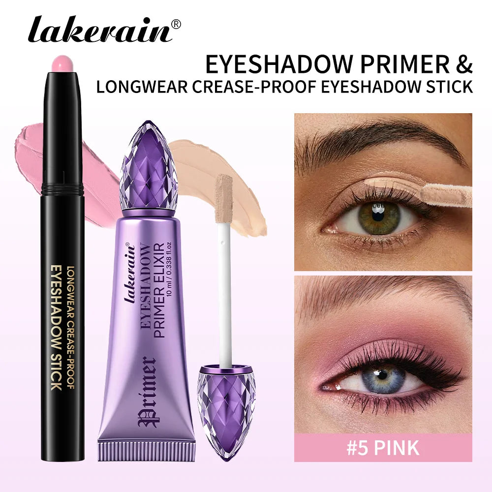 Eyeshadow Stick & Primer Set Waterproof Long-lasting Pigmented Cream Eyeshadow And Primer Base Sleamless Vibrant Eyes Makeup Oasis Select SET 5