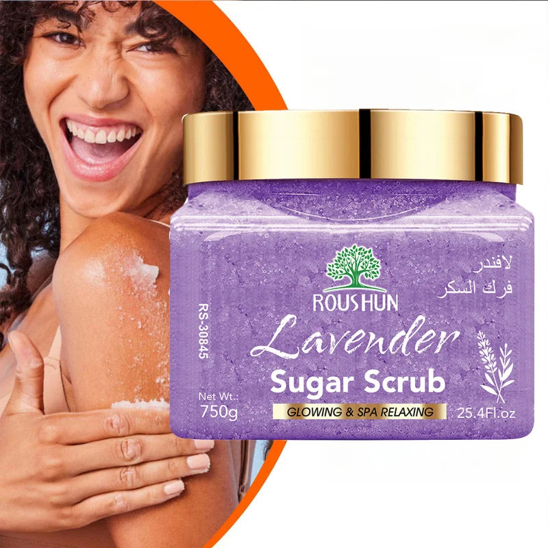 ROUSHUN Lavender Sugar Body Scrub 750g – Deep Cleansing