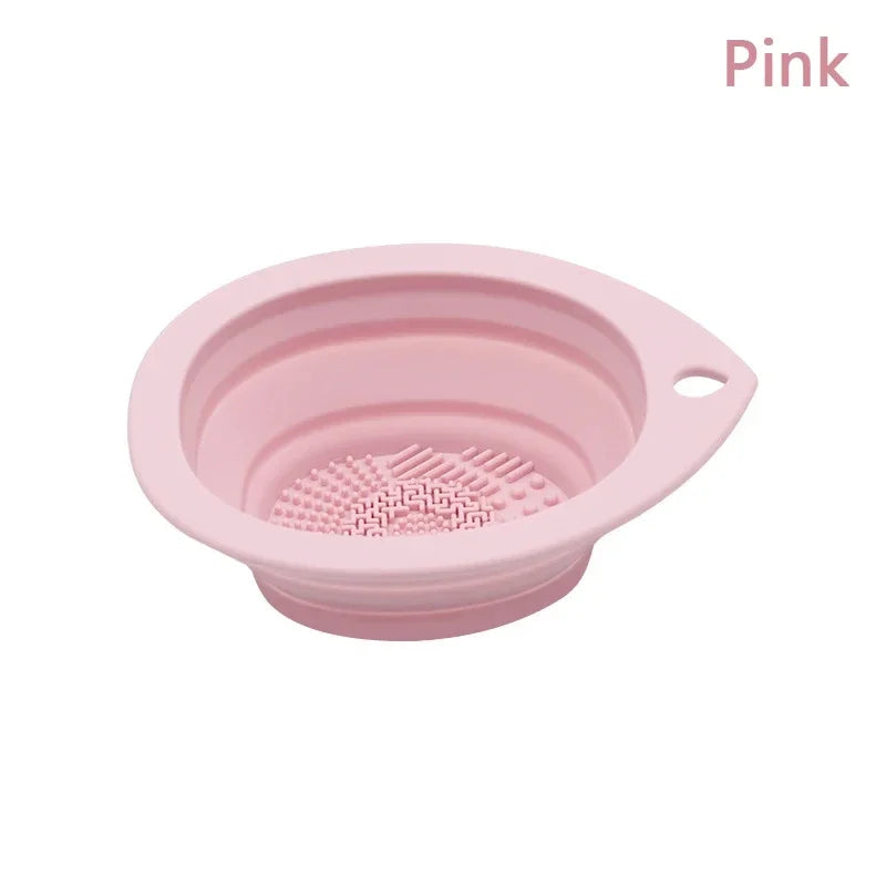 Silicone Makeup Brush Cleaner Folding Powder Puff Cleaning Bowl Eyeshadow Brushes Washing Soft Mat Beauty Tools Scrubber Box Oasis Select Brown