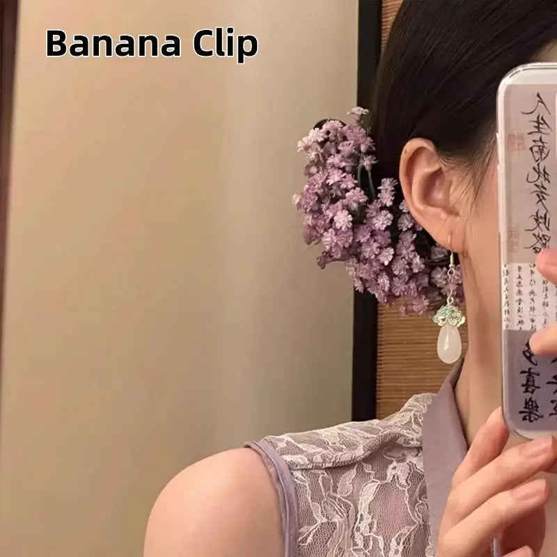 Baby's Breath Flower Hair Clip – Elegant Bridal Hairpin Floral Hair Clip Oasis Select A8