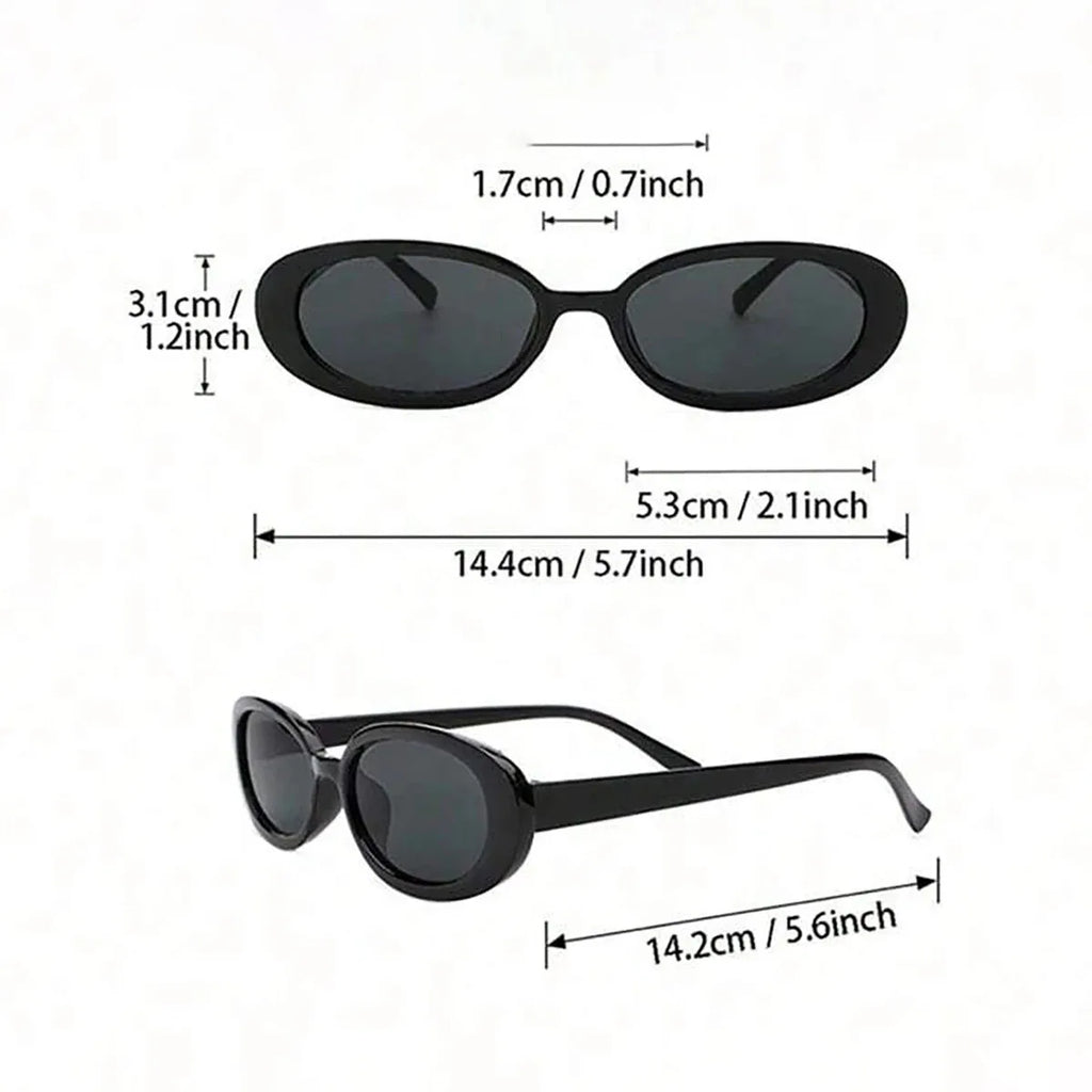 2PCS Women Small Oval Sunglasses Vintage Women's Brand Designer Sun Glasses Fashion UV Protection Shades Oasis Select