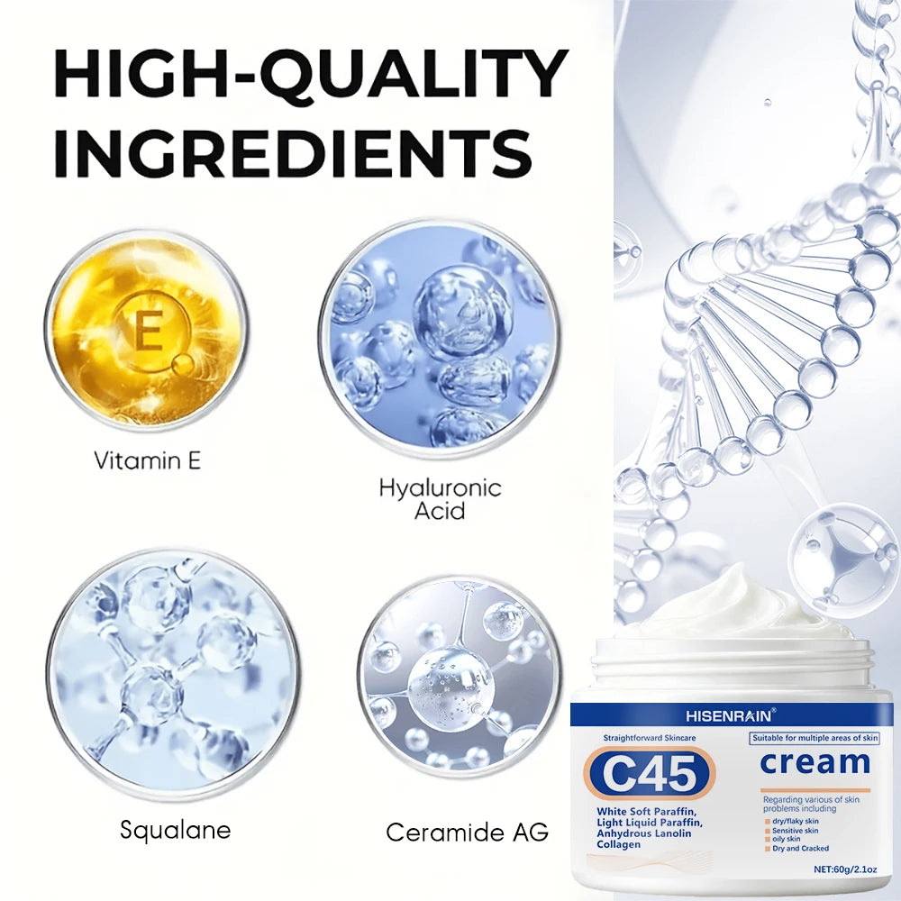 HISENRAIN Plant Squalane & Hyaluronic Acid Face Cream, 72Hr Intense Moisture, Skin Barrier Repair, Hypoallergenic Vegan Formula. Oasis Select