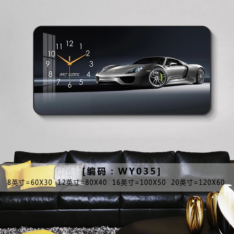 Car Clock Living Room Creative E-sports Room Silent Clock Auto Repair Beauty Shop Personality Art Decorative Painting Wall Clock Oasis Select WY035 80cm x 40cm