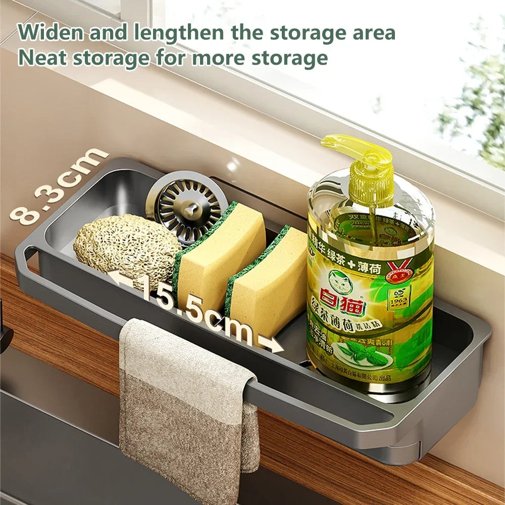 Kitchen Sink Organizer Drain Rack Self-draining Shelf Sponge Holder Dishcloth Faucet Storage Soap Drainer Kitchen Accessories Oasis Select