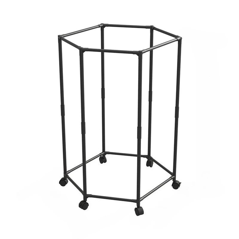 Hexagon Rotating Floor Clothes Rack Dormitory Coat Hanger Stand Indoor Drying Rack Movable Garment Organizer Hat Stand Oasis Select black