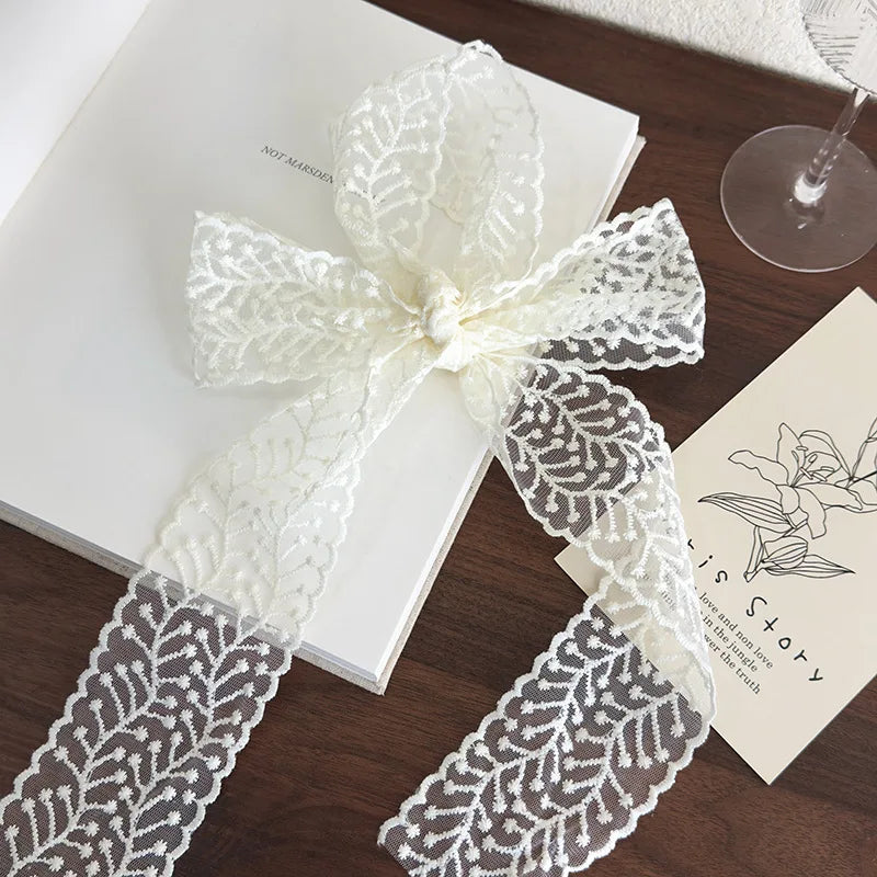 Korean Version of Ins Retro Lace Long Silk Scarf Female Personality with Decorative Streamers Multi-functional Belt Ribbon Oasis Select 26503D 1.5m