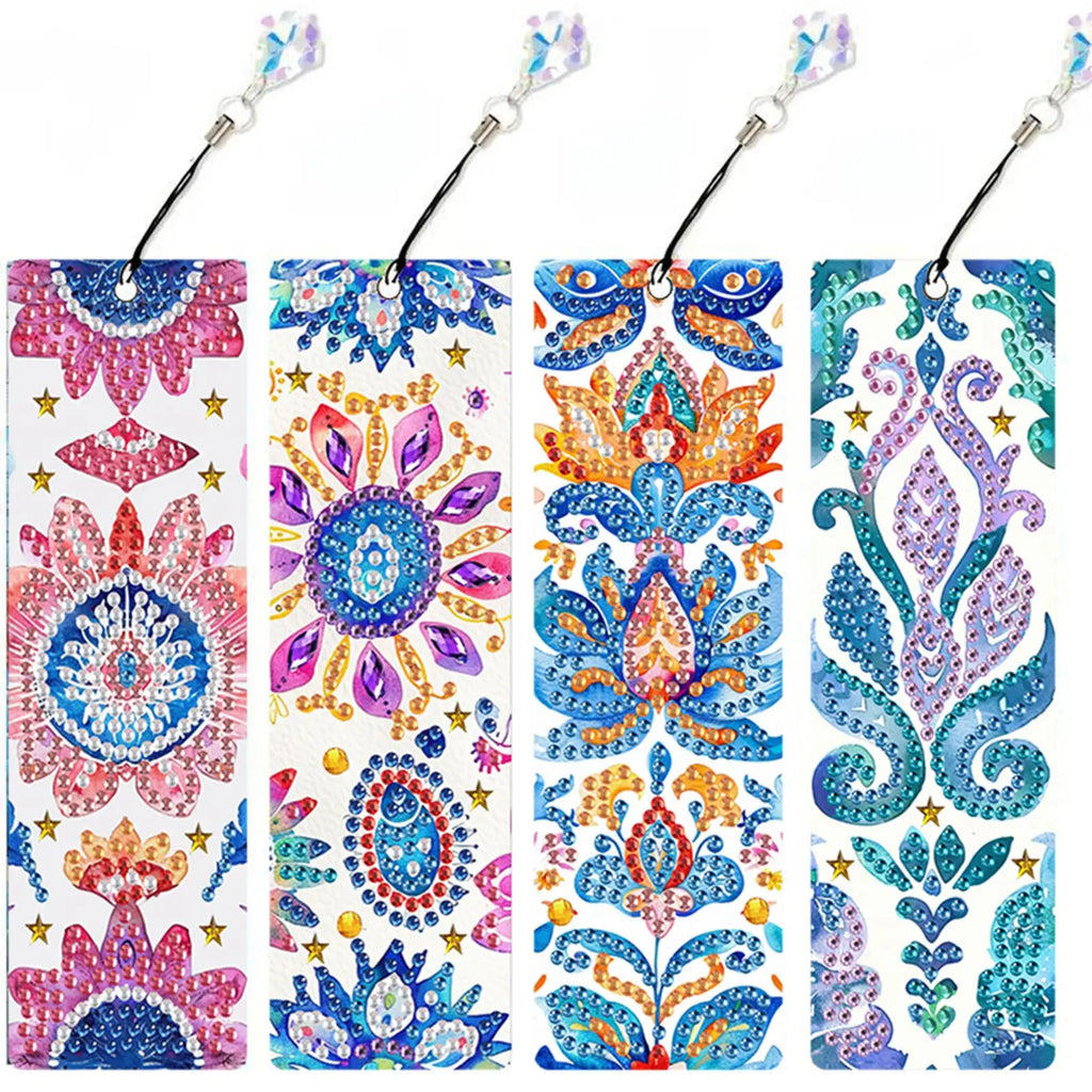 4Pcs DIY Diamond Painting Bookmark with Pendants Diamond Painting Art Bookmarks for Beginners Ideal Choice for Home Office Use Oasis Select Pattern China Mainland