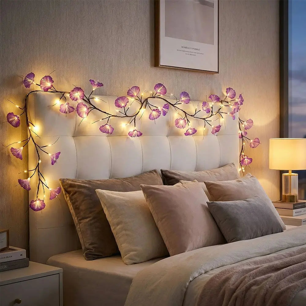 Bendable LED Vine Lights – Flower & Leaf, IP55 Waterproof, 36 LEDs