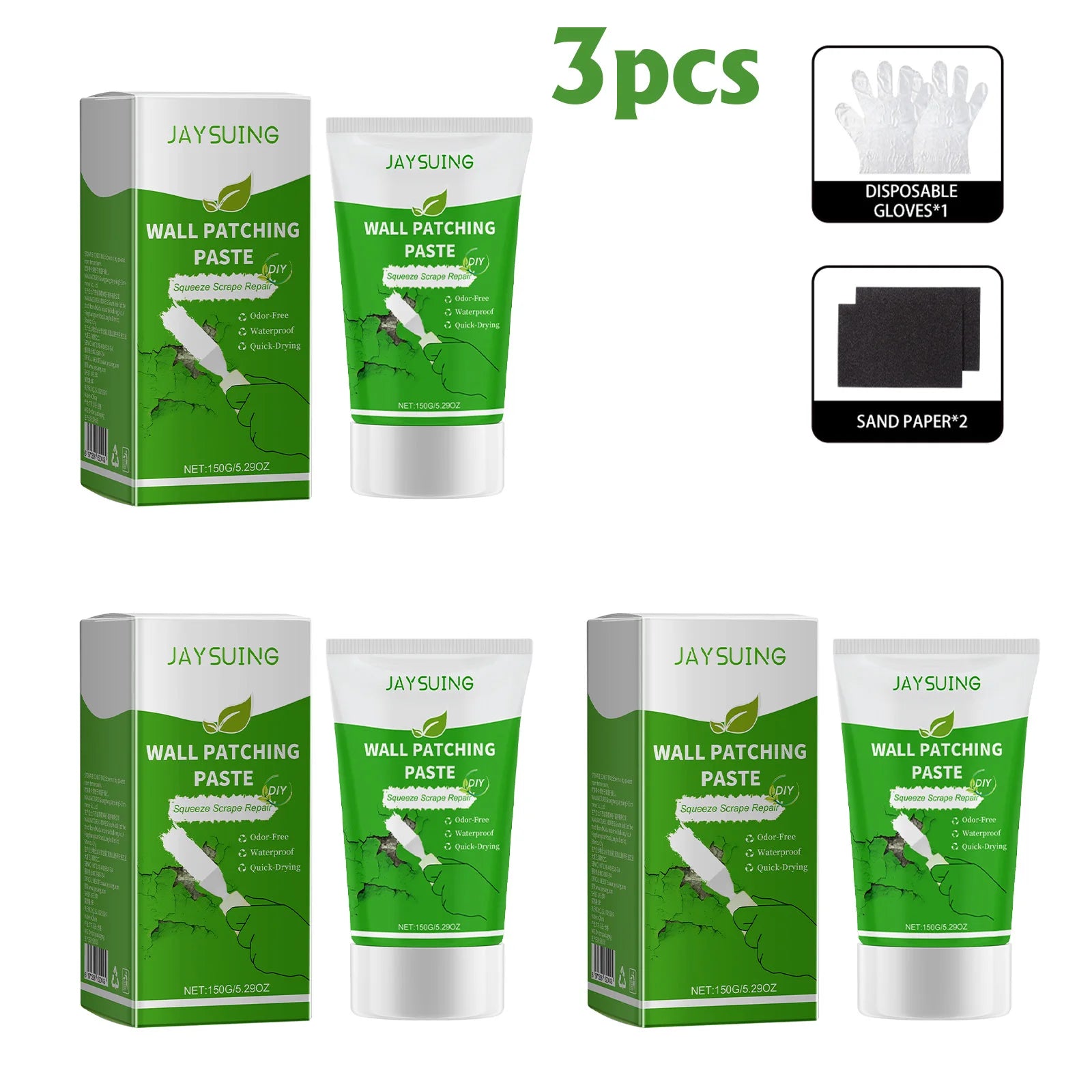 Jaysuing Wall Patching Paste Wall Hole Wall Cracking Nail Hole Repair Wall Paint White Household Repair Cracks Scratches Stains Oasis Select 3pcs