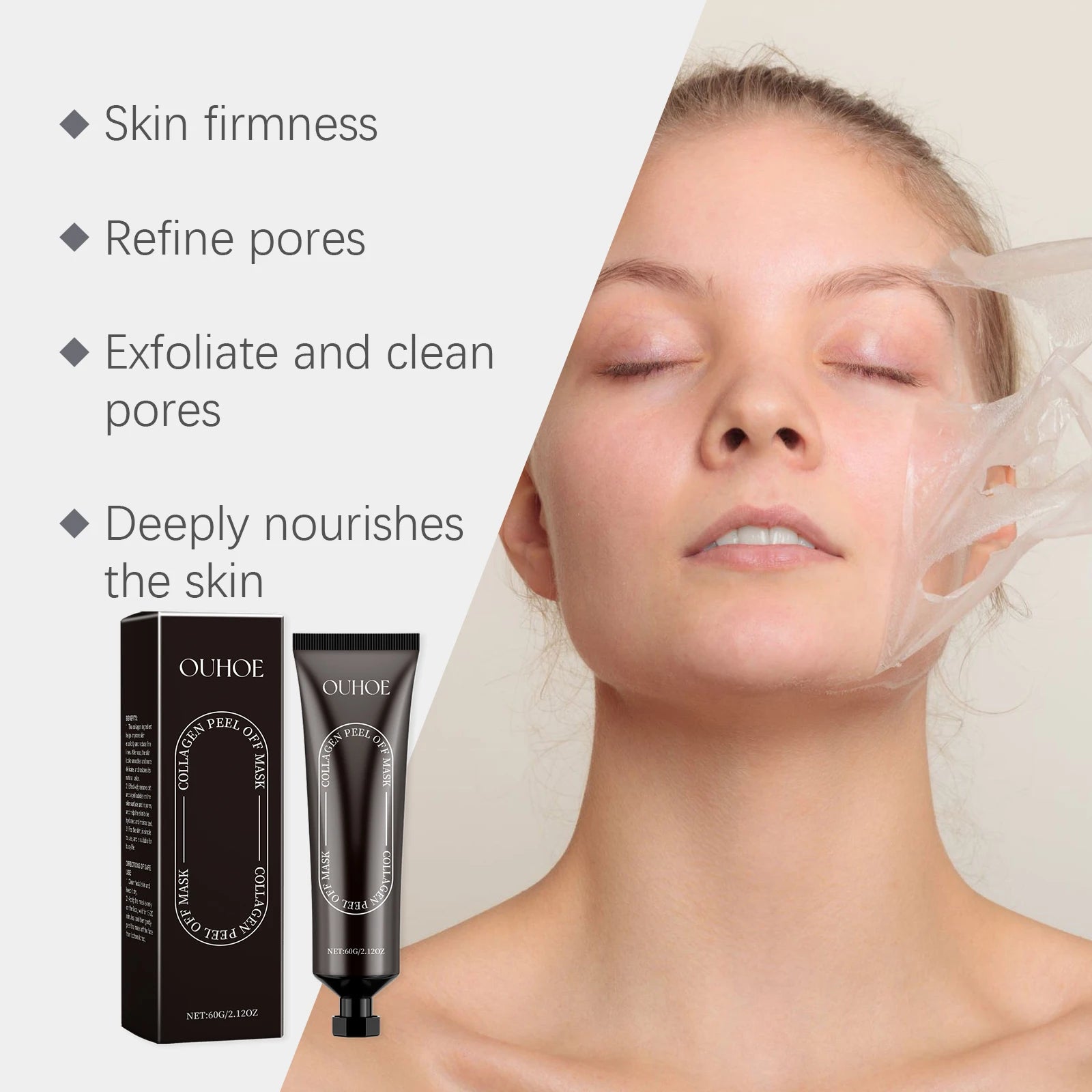 Hyaluronic Acid Facial Mask Moisturizer Skin Tightening Remover Blackheads Face Pore Cleaning Collagen Face Tear Peel off Masks Oasis Select