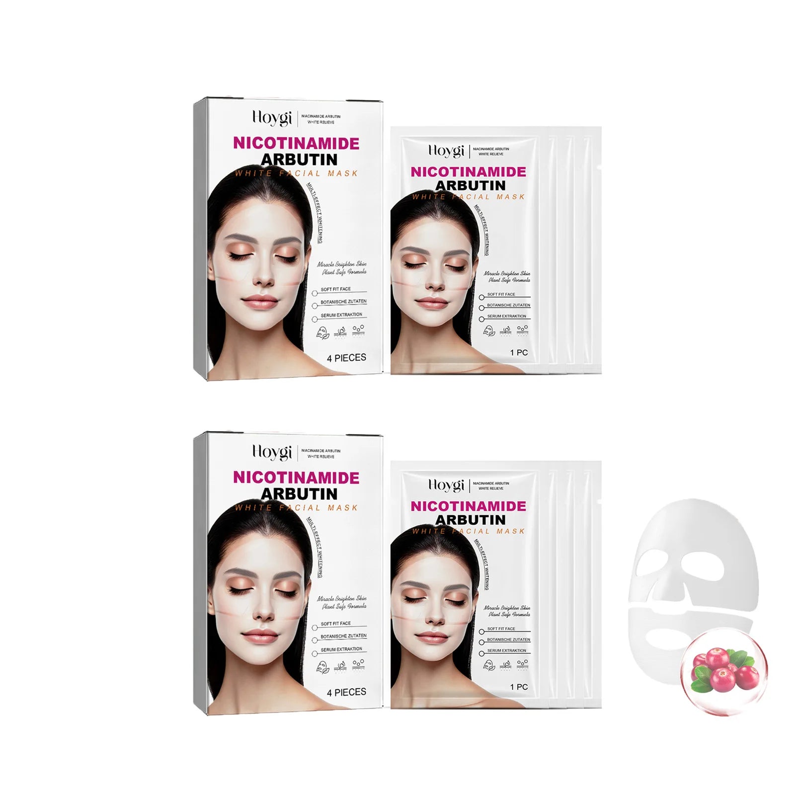 Niacinamide Arbutin Hydrating Mask Deep Hydrating Shrink Pores Firming Refreshing Brightening Facial Sheet Mask for Glowing Skin Oasis Select 8Pcs