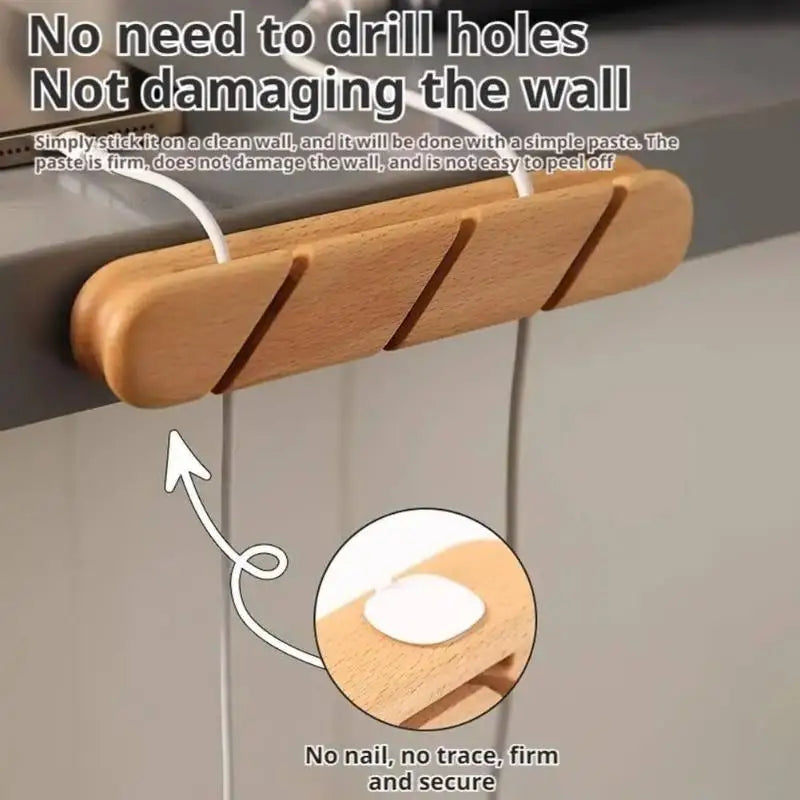 Solid Wood Desktop Cable Organizer – Cord & Cable Manager