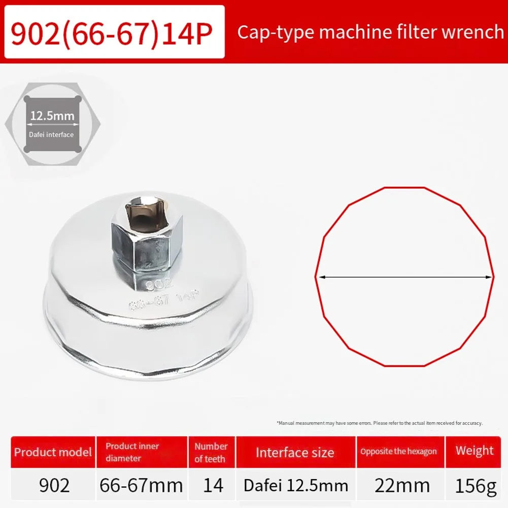 64mm-89mm End Cap Machine Filter Removal Tool 1/2inch Square Drive Oil Filter Remove Tool Machine Filter Hand Tool Oasis Select 66-67mm 14P