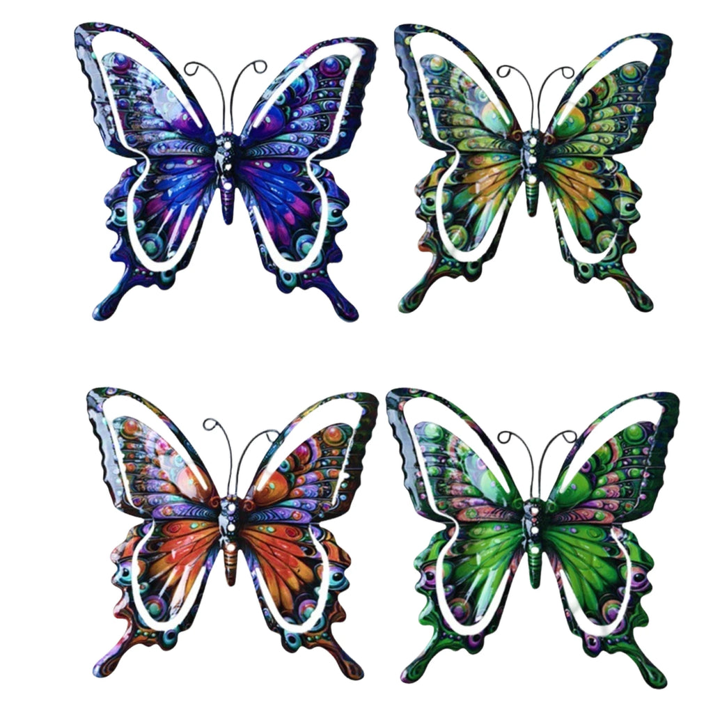 4-Piece Iron Butterfly Wall Decor – Painted Metal Garden Art Metal Wall Art Oasis Select E One Size