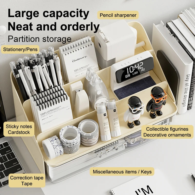 Desk organizer, student stationery drawer, home and office organizer with pen holder, multi-purpose storage box Oasis Select