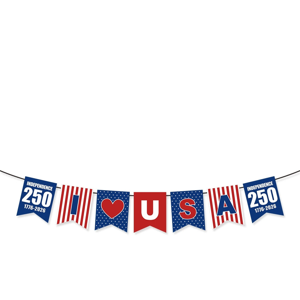 America 250th Anniversary Party Decoration 1776-2026 USA July 4th Flag Banner Pennant Wholesale Oasis Select