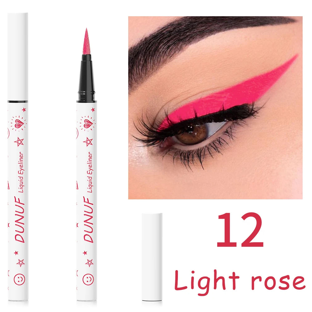DUNUF 1 Pcs Long Lasting Eyeliner Ultra-fine Smooth Quick Dry Liquid Eyeliner Waterproof, Sweat-resistant and Beginner Friendly Oasis Select 12 Full Size