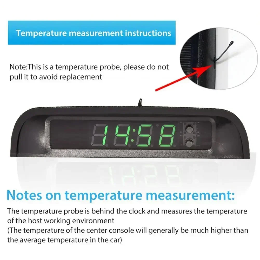Solar Charging Powered Car Clock Automatic Adjustment Car Clock2 4-Hour 3-level Brightness Auto Internal Stick-On Digital Watch Oasis Select
