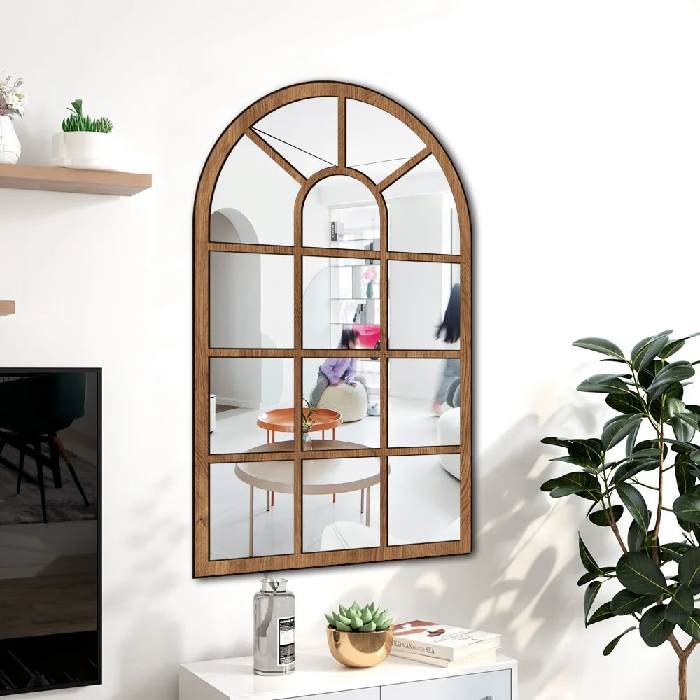 Wood and Acrylic Mirror Paste False Window Living Room Bedroom Study Decorative Wall Paste wall decor Oasis Select