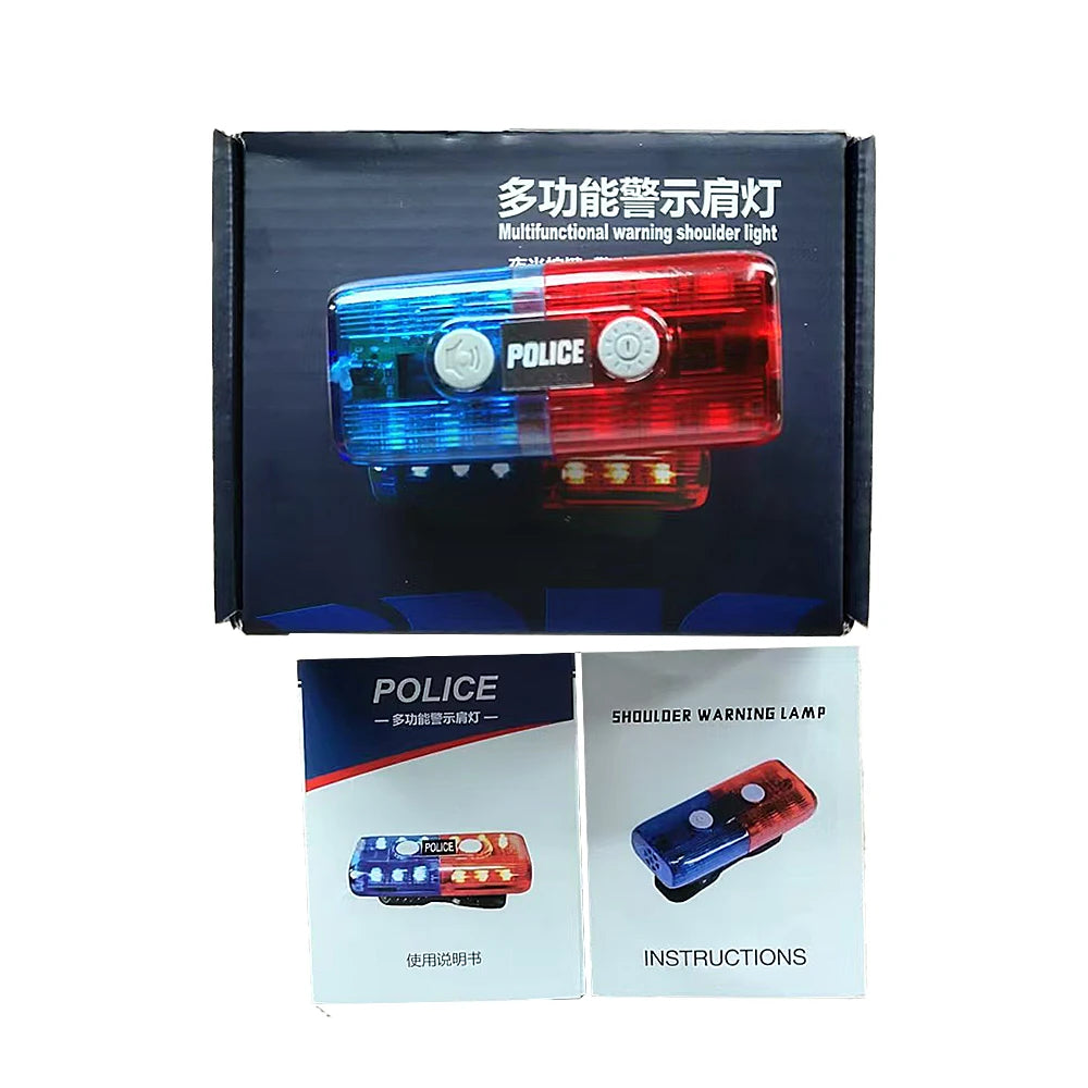 LED Red Blue Shoulder Clip Warning Lamp with Electronic Whistle