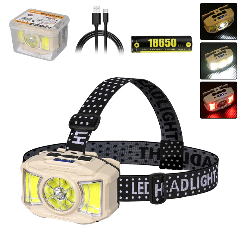 Super Bright Led Headlamp Use 18650 Battery Rechargeable Fishing Headlight Outdoor Hunting Camping Waterproof Head Light Oasis Select HC-615S Sensor