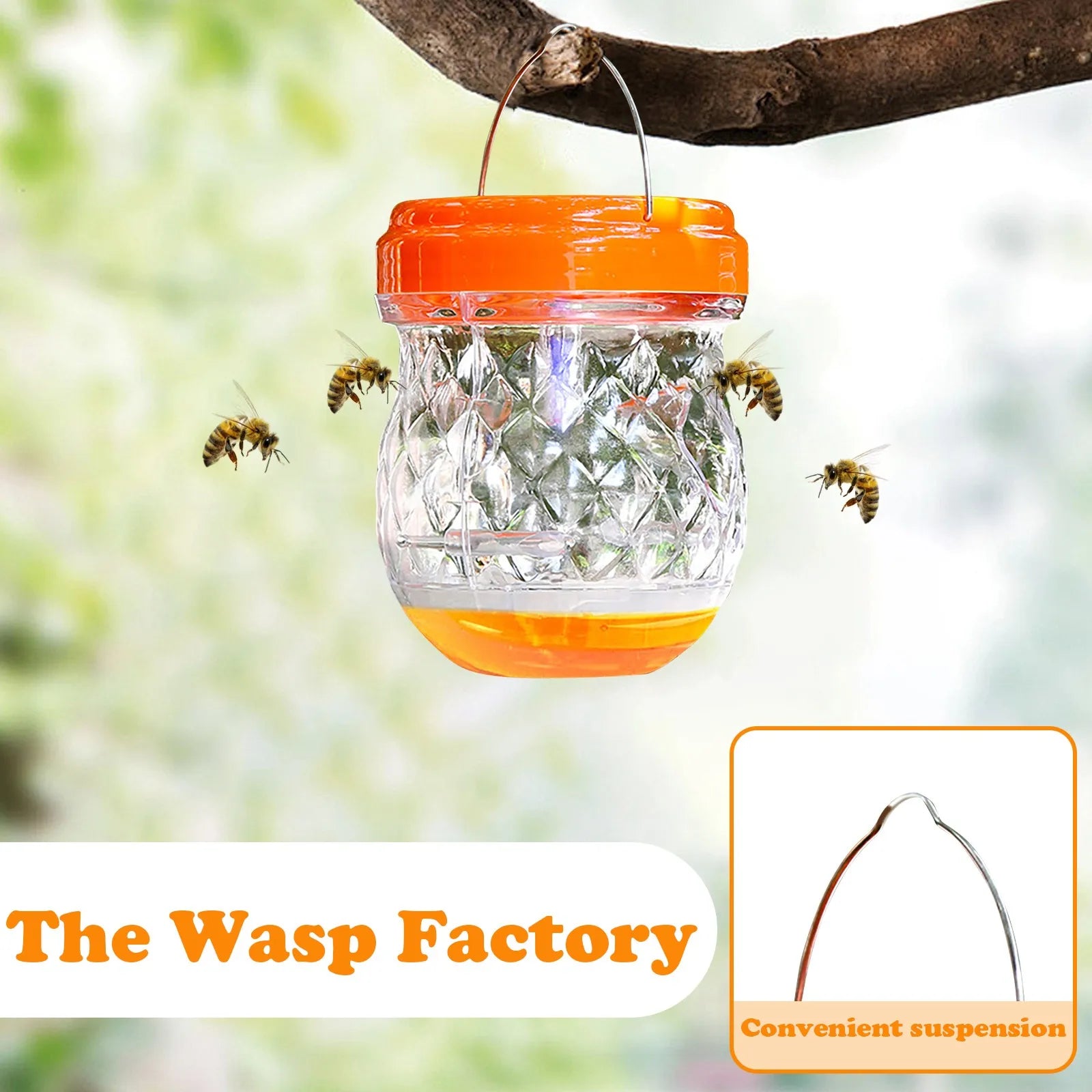 Hornet Trap Hanging Hornets Bee Fly Catcher Wasp Repellent Reusable Non-toxic Pest Control for Home Farm Garden Supplies Oasis Select