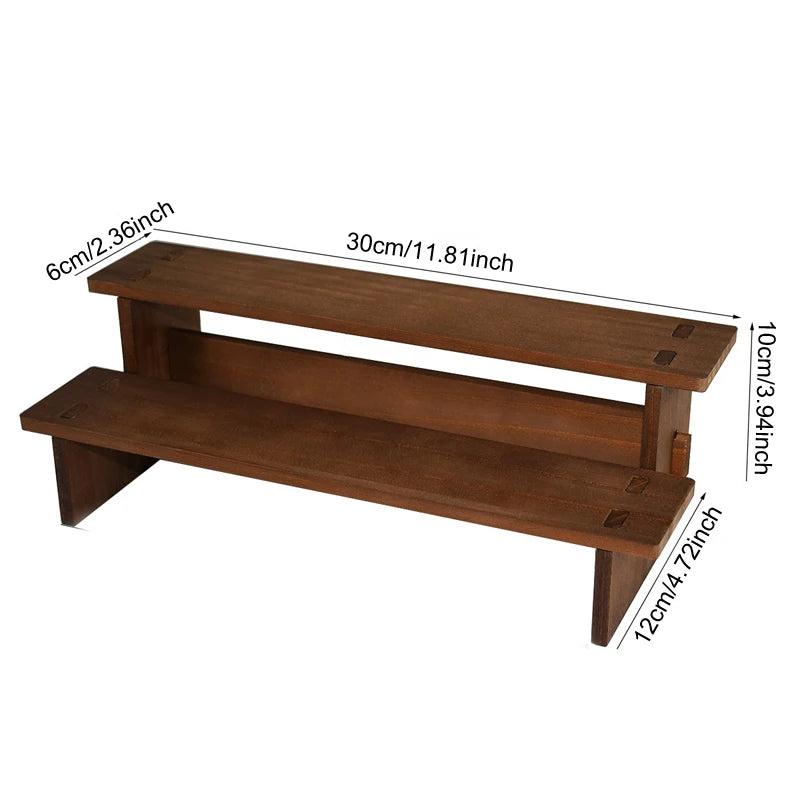 Wooden Multi-Tier Jewelry & Figurine Display Stand | 2–5 Layers
