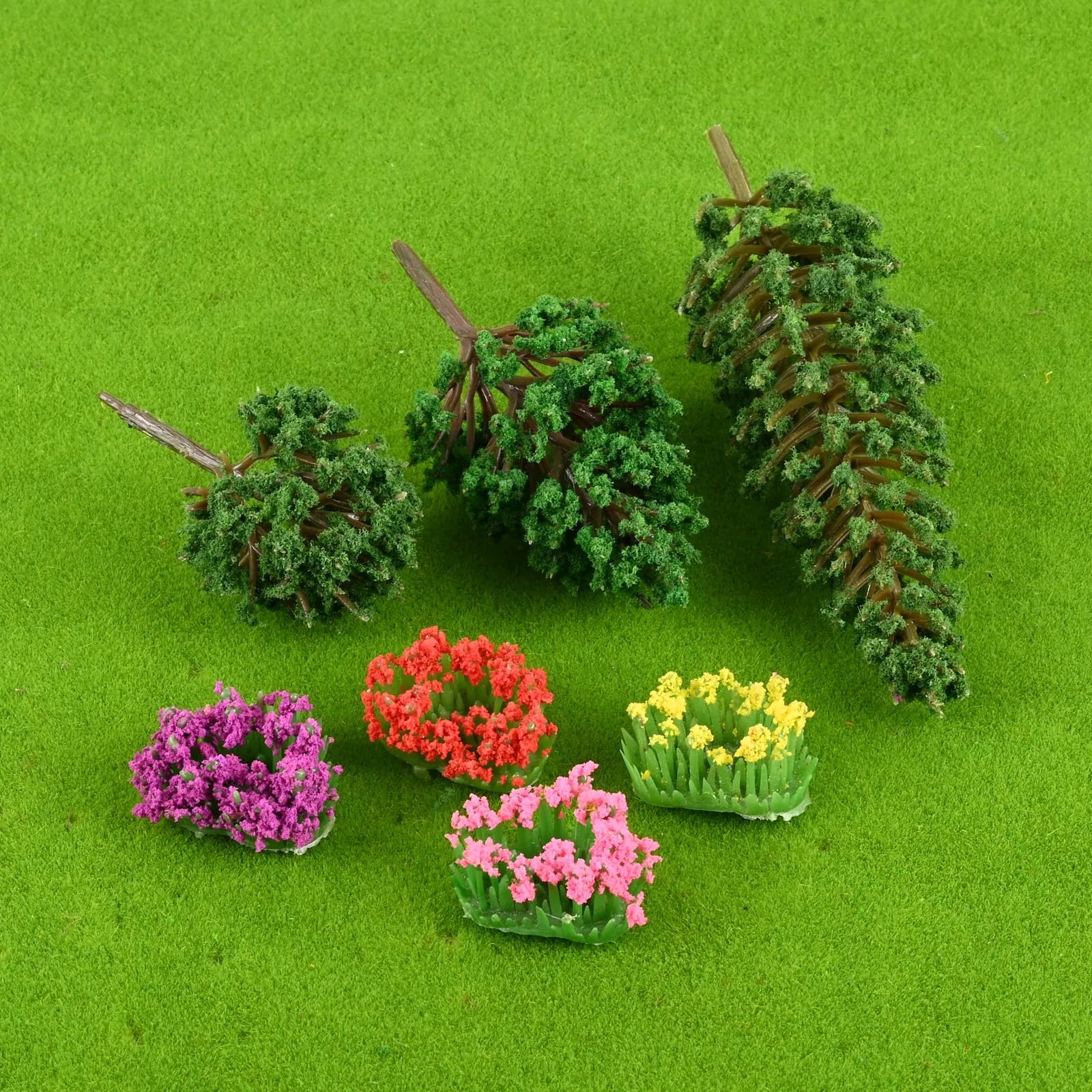 For Landscape Decoration 32Pcs Colorful Flower Clusters and 15Pcs Mixed Trees DIY Craft Making Durable and Environmentally Oasis Select