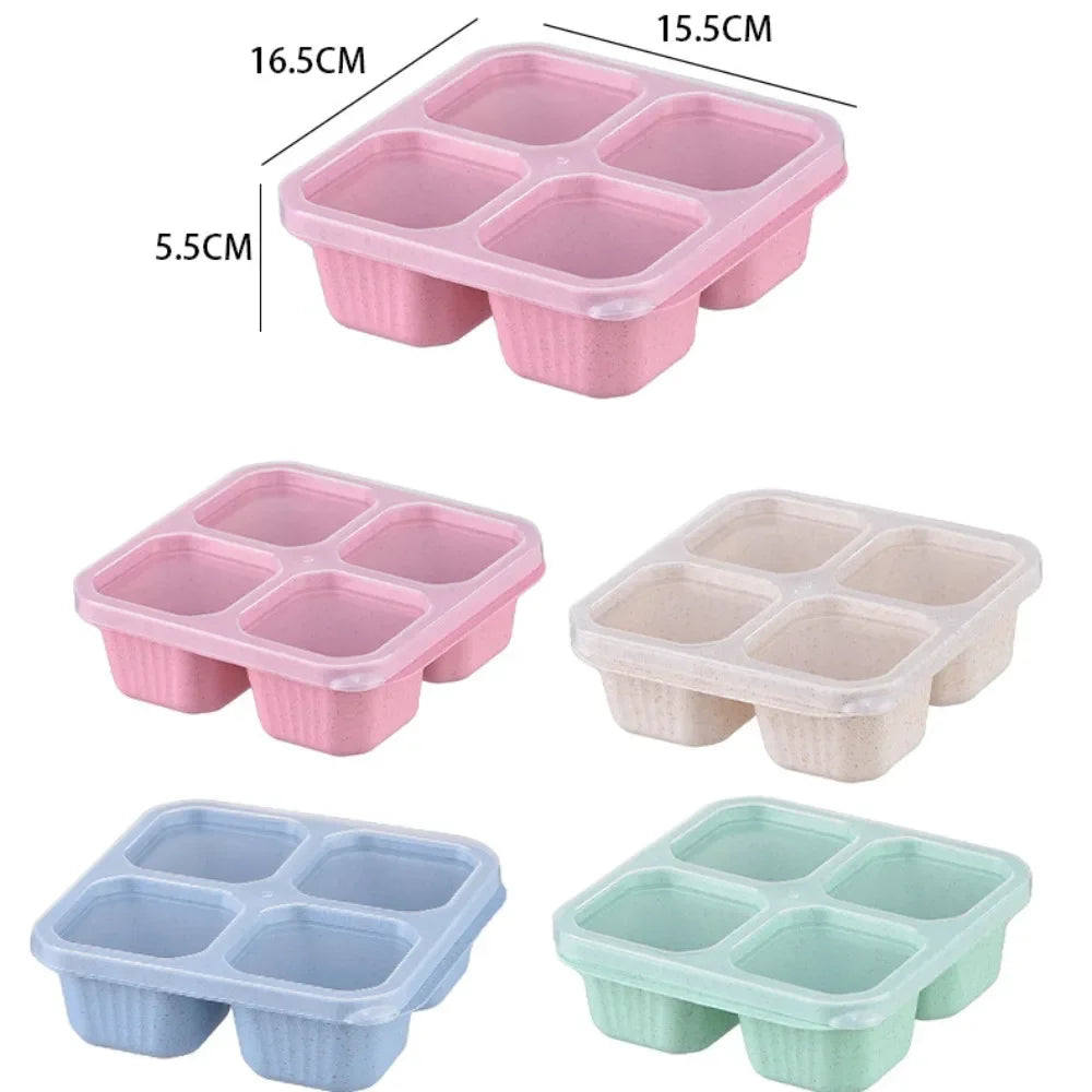 4 Grid Snack Containers Reusable Meal Prep Lunch Containers Portable for Kids and Adults Home Snack Storage Bottles Kitchen Tool Oasis Select