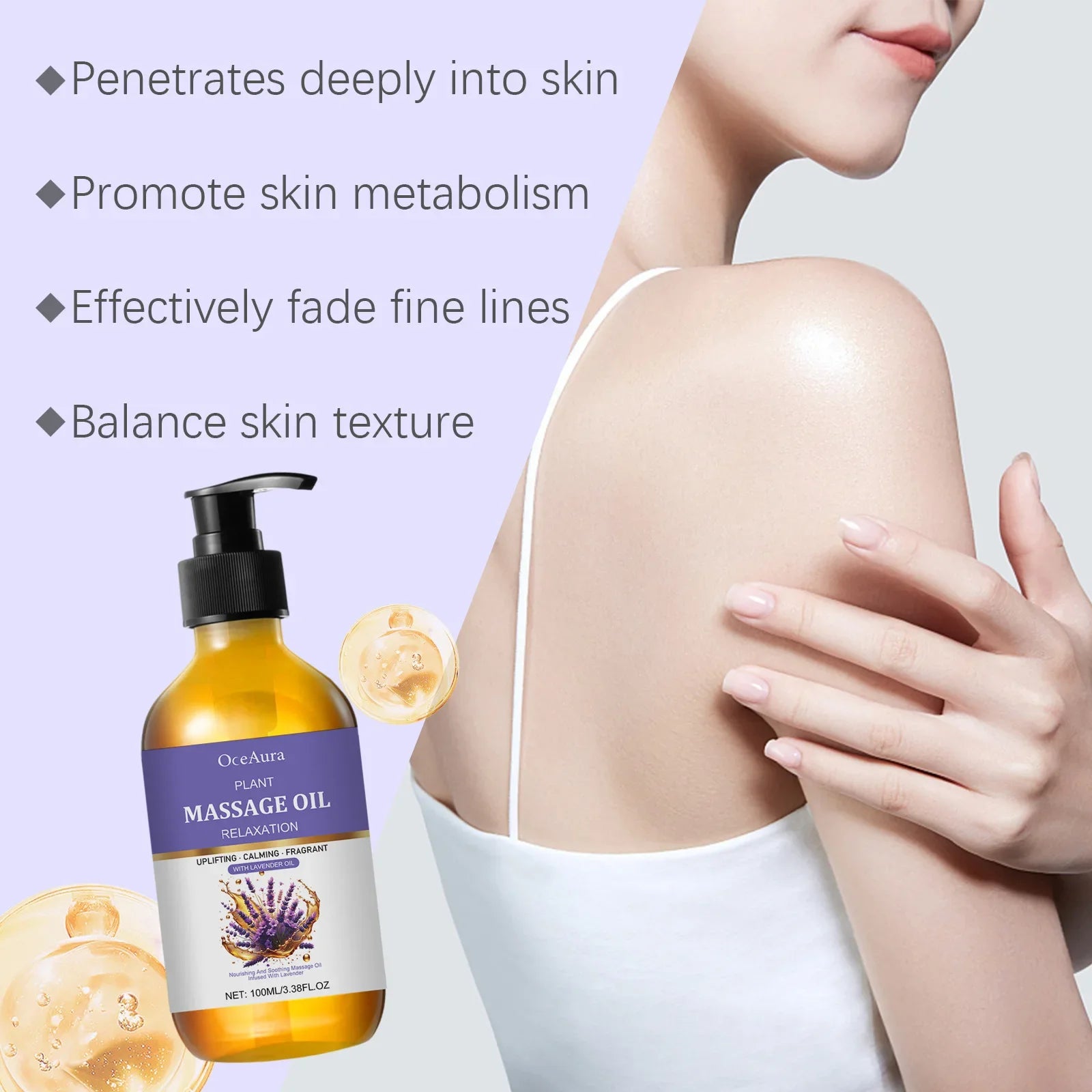 OceAura Lavender Essential Oil Body Massage Oil 100ml