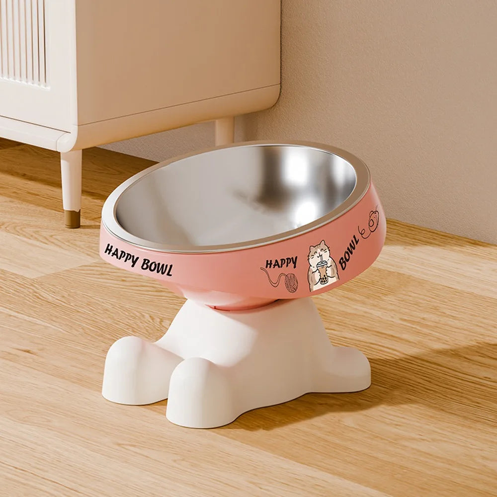 Elevated Stainless Steel Cat Bowl | Non-Slip Anti-Tip Base