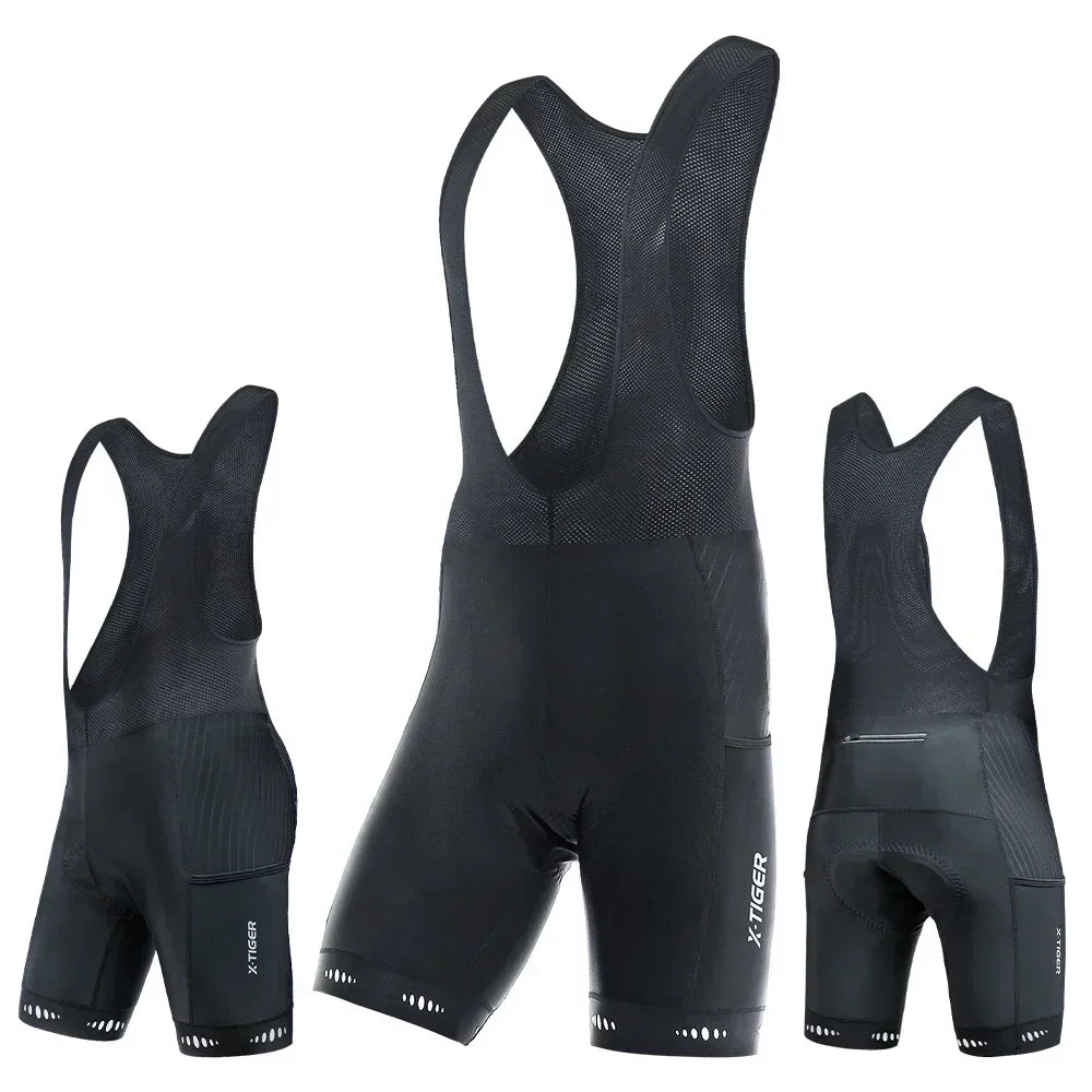 X-TIGER Men's Cycling Shorts Three Pockets 5D Padded Shockproof Breathable Quick Dry Mountain Road Bicycle Bib Pants Oasis Select