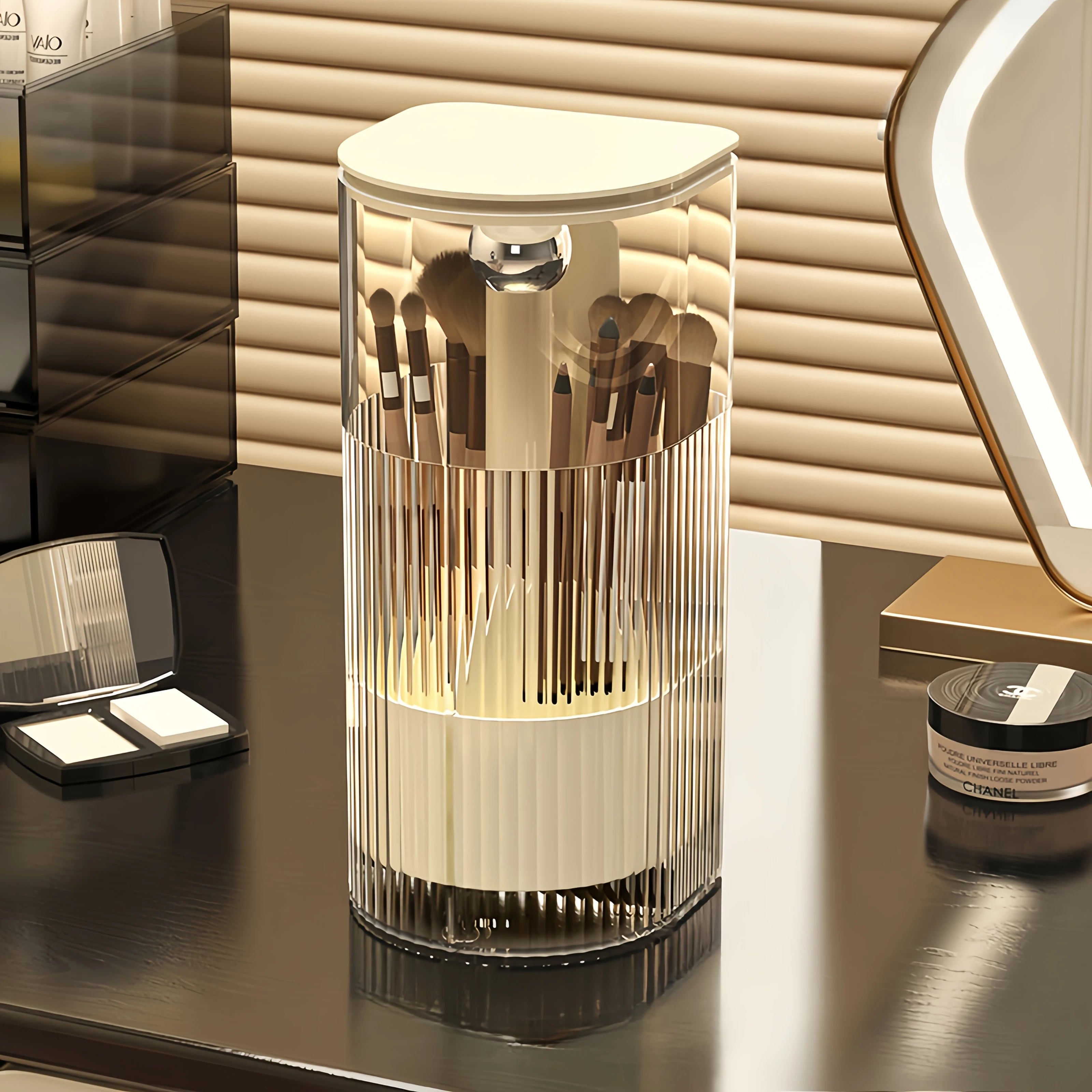 1pc cosmetic brush storage tube, press dustproof, high-grade eyebrow pencil shelf, automatic lifting brush barrel. Oasis Select D