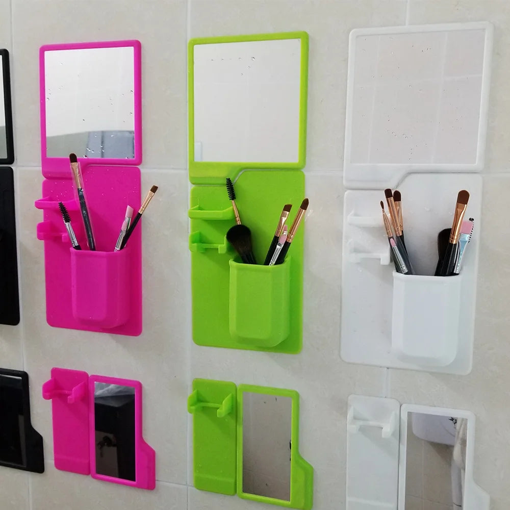 1pc 14.5x16.5x13cm Fashion Silicone Mirror Self Grips Mirror Shatterproof Shaving Makeup Shower Silicone Travel Washroom Oasis Select