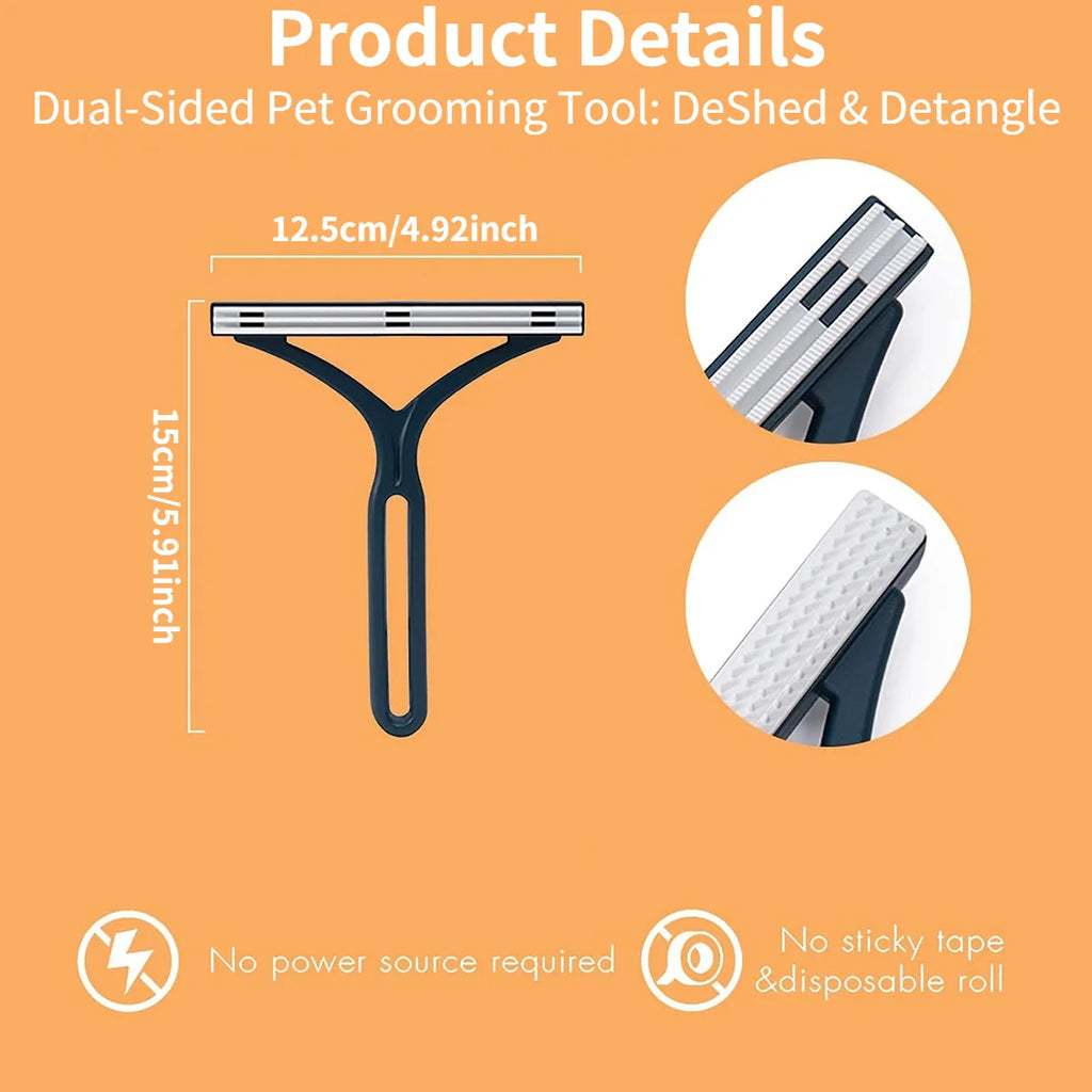 2-in-1 Pet Hair Remover Tool – Scraper & Brush for Couch, Carpet, Car & Clothes, Reusable Detachable No-Refill Design Oasis Select