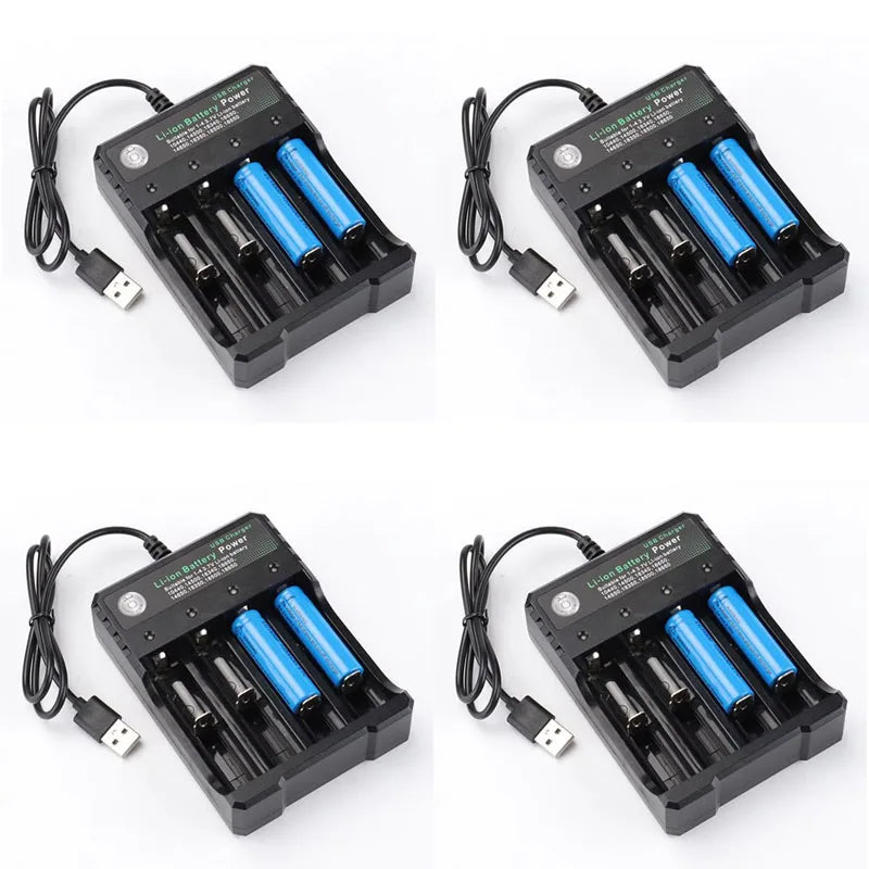 1/3/5pcs 4/2 Slots USB Charger Li-Ion Charging Li-Ion Battery Portable Rechargeable Battery Charger For 18650 Battery Charger Oasis Select 4 Slots USB-4pcs