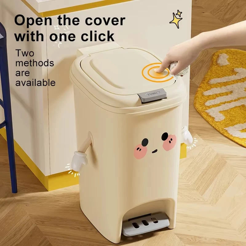 UFORU Adorable Creative Bin, Large-Capacity Household Waste Bin, Dual-Action Pedal Bin for Kitchen and Living Room Oasis Select