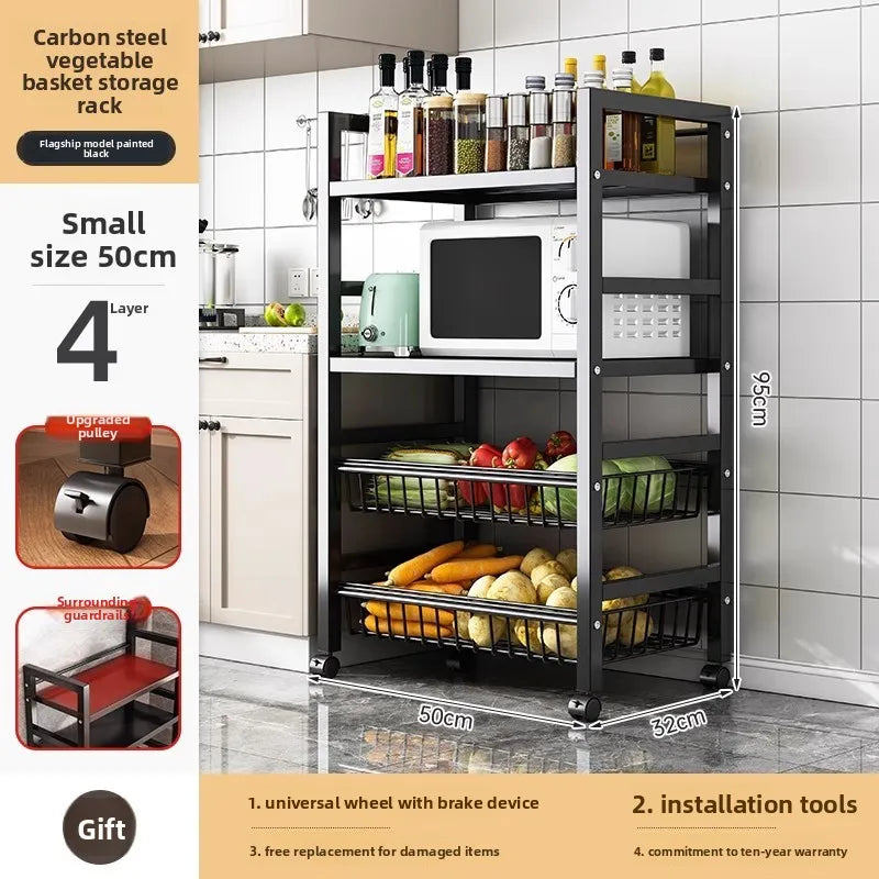 Kitchen vegetable basket rack floor-to-ceiling multi-layer stainless steel shelf new multi-functional kitchen utensils storage Oasis Select 8