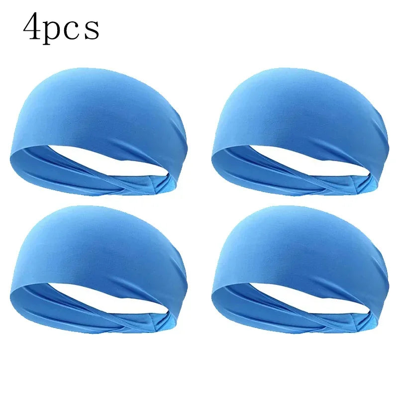 1/8PC Sweatband For Men Women Elastic Sport Hairbands Head Band Yoga Headbands Headwear Headwrap Sports Workout Hair Accessories Oasis Select blue-4pcs